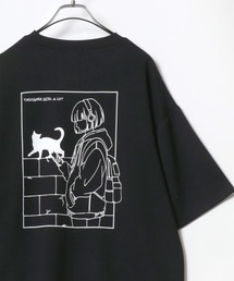 Cool Touch Ponte Fabric The TASOGARE GIRL Back Print T-Shirt/ポンチ ガールプリント 半袖 Tシャツ バックプリント ワンポイント刺繍