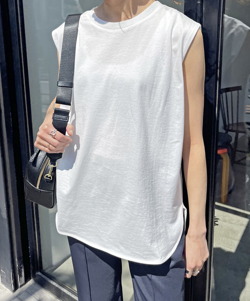 Spick & Span（スピックアンドスパン）の「≪追加≫ファインコットンジャージーノースリーブプルオーバー（Tシャツ/カットソー・レディース・グレー/ホワイト/ライトグレー/ベージュ・FREE）」の2枚目の写真