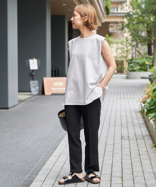 Spick & Span（スピックアンドスパン）の「≪追加≫ファインコットンジャージーノースリーブプルオーバー（Tシャツ/カットソー・レディース・グレー/ホワイト/ライトグレー/ベージュ・FREE）」の12枚目の写真