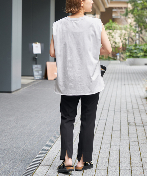 Spick & Span（スピックアンドスパン）の「≪追加≫ファインコットンジャージーノースリーブプルオーバー（Tシャツ/カットソー・レディース・グレー/ホワイト/ライトグレー/ベージュ・FREE）」の14枚目の写真