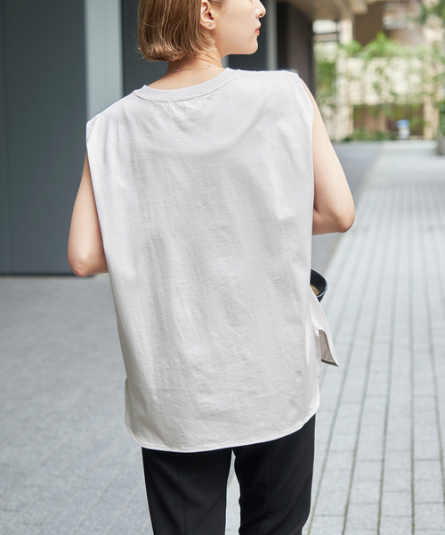 Spick & Span（スピックアンドスパン）の「≪追加≫ファインコットンジャージーノースリーブプルオーバー（Tシャツ/カットソー・レディース・グレー/ホワイト/ライトグレー/ベージュ・FREE）」の17枚目の写真