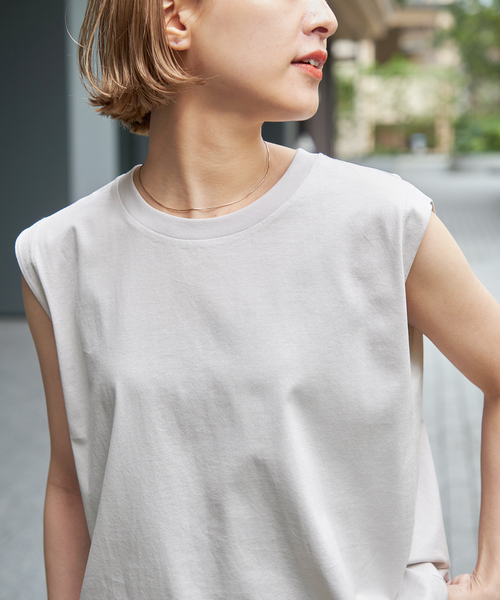 Spick & Span（スピックアンドスパン）の「≪追加≫ファインコットンジャージーノースリーブプルオーバー（Tシャツ/カットソー・レディース・グレー/ホワイト/ライトグレー/ベージュ・FREE）」の20枚目の写真