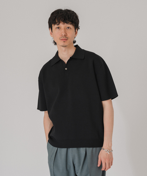 EDIFICE（エディフィス）の「16ゲージ  コンフィ ニットポロシャツ（ポロシャツ・メンズ・ピンク/チャコールグレー/グレー系その他/ブラック・LARGE/MEDIUM）」の6枚目の写真