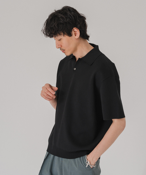 EDIFICE（エディフィス）の「16ゲージ  コンフィ ニットポロシャツ（ポロシャツ・メンズ・ピンク/チャコールグレー/グレー系その他/ブラック・LARGE/MEDIUM）」の5枚目の写真