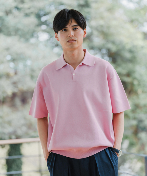 EDIFICE（エディフィス）の「16ゲージ  コンフィ ニットポロシャツ（ポロシャツ・メンズ・ピンク/チャコールグレー/グレー系その他/ブラック・LARGE/MEDIUM）」の15枚目の写真