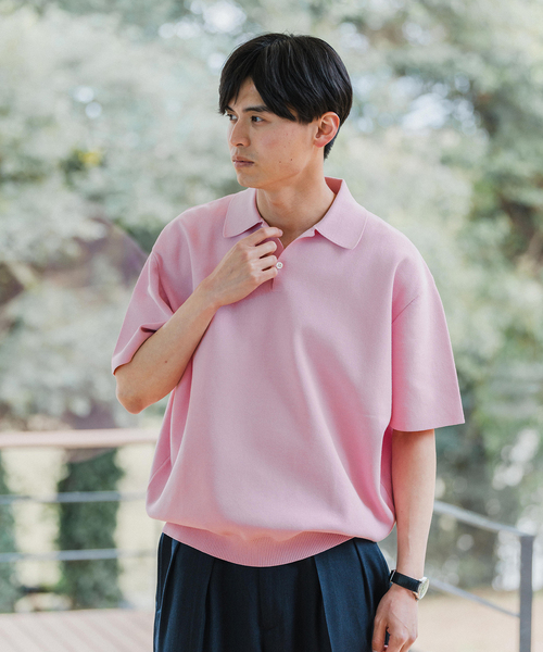 EDIFICE（エディフィス）の「16ゲージ  コンフィ ニットポロシャツ（ポロシャツ・メンズ・ピンク/チャコールグレー/グレー系その他/ブラック・LARGE/MEDIUM）」の14枚目の写真