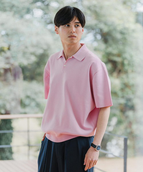 EDIFICE（エディフィス）の「16ゲージ  コンフィ ニットポロシャツ（ポロシャツ・メンズ・ピンク/チャコールグレー/グレー系その他/ブラック・LARGE/MEDIUM）」の12枚目の写真