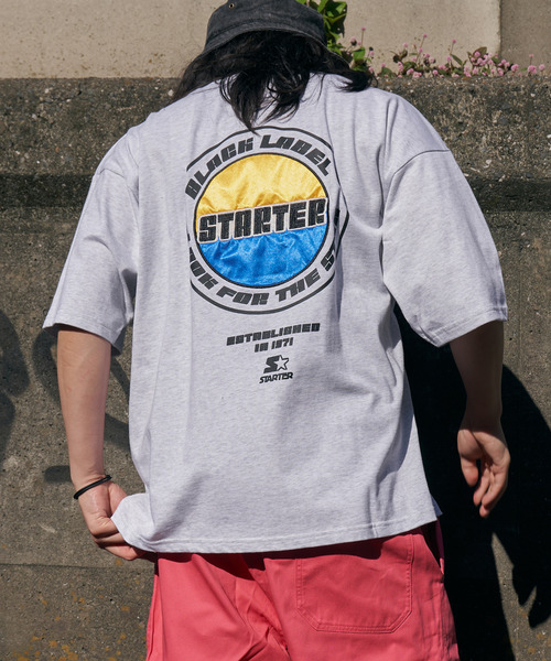 STARTER BLACK LABEL(スターターブラックレーベル)の「STARTER BLACK LABEL スターターブラックレーベル バックワッペンロゴTシャツ(Tシャツ/カットソー・メンズ・ホワイト/ブラック/オフホワイト/ダークグリーン・M/L/LL)」の2枚目の写真