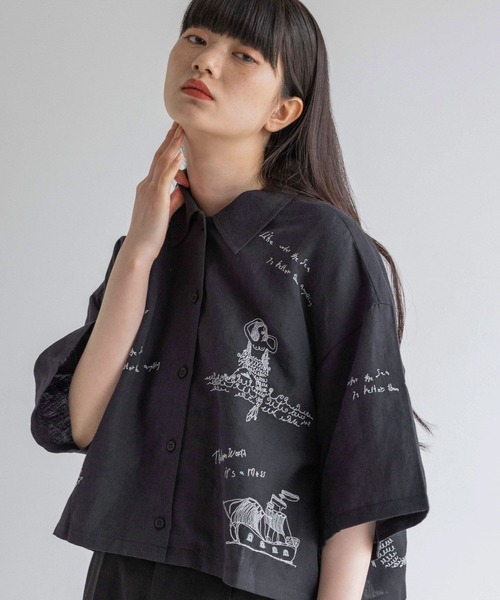 yuw(ユウ)の「シシュウシャツ/SS 113128(シャツ/ブラウス・レディース・ホワイト/ブラック・FREE)」の9枚目の写真