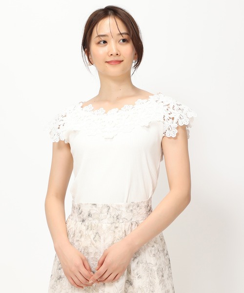 MISCH MASCH(ミッシュマッシュ)の「■2024春夏新作■ショルダーレースリブカット/MM428201(Tシャツ/カットソー・レディース・ピンク/ブルー/ホワイト/ブラック・フリ-)」の5枚目の写真