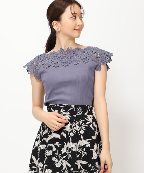 MISCH MASCH(ミッシュマッシュ)の「■2024春夏新作■ショルダーレースリブカット/MM428201(Tシャツ/カットソー・レディース・ピンク/ブルー/ホワイト/ブラック・フリ-)」の11枚目の写真