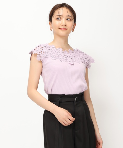 MISCH MASCH(ミッシュマッシュ)の「■2024春夏新作■ショルダーレースリブカット/MM428201(Tシャツ/カットソー・レディース・ピンク/ブルー/ホワイト/ブラック・フリ-)」の10枚目の写真