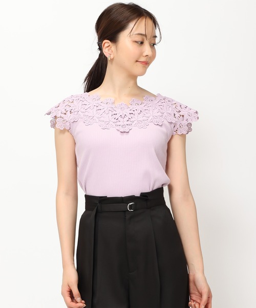 MISCH MASCH(ミッシュマッシュ)の「■2024春夏新作■ショルダーレースリブカット/MM428201(Tシャツ/カットソー・レディース・ピンク/ブルー/ホワイト/ブラック・フリ-)」の9枚目の写真