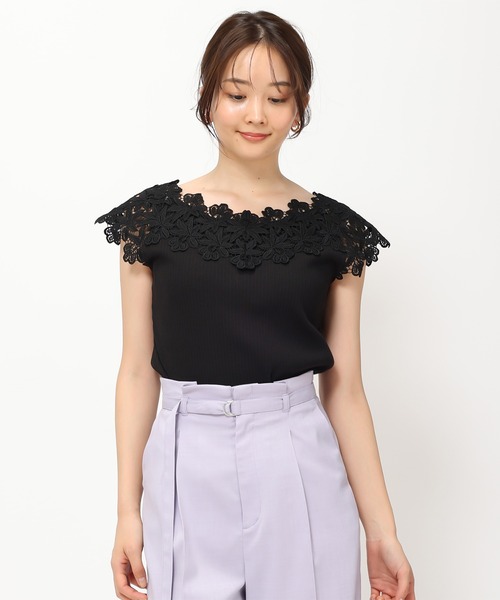 MISCH MASCH(ミッシュマッシュ)の「■2024春夏新作■ショルダーレースリブカット/MM428201(Tシャツ/カットソー・レディース・ピンク/ブルー/ホワイト/ブラック・フリ-)」の7枚目の写真