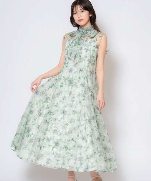 NOELA（ノエラ）の「花柄キャミワンピ×チュールセット（ワンピース・レディース・オフホワイト/グリーン/コーラルピンク・S/M）」の2枚目の写真