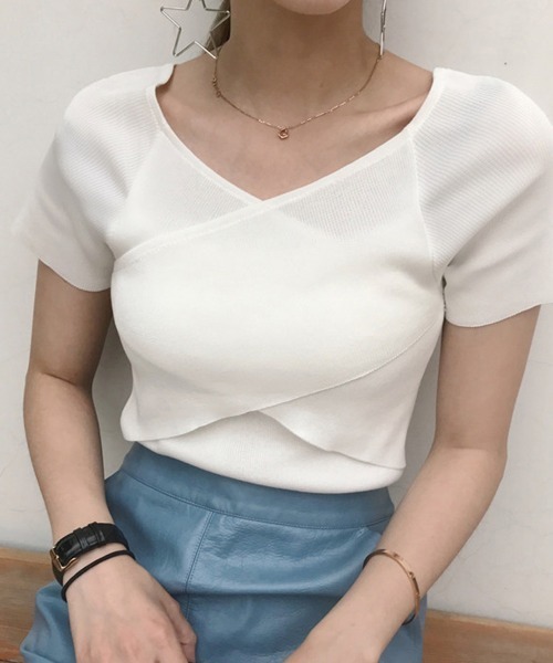 セール】セクシー トップス 着やせ 夏ニット（Tシャツ