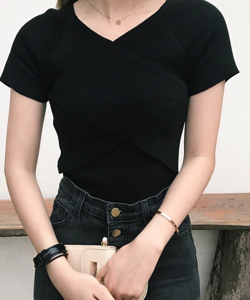 Miniministore(ミニミニストア)の「セクシー トップス 着やせ 夏ニット(Tシャツ/カットソー・レディース・オレンジ/ホワイト/ブラック・FREE)」の7枚目の写真