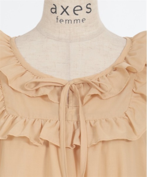 axes femme（アクシーズファム）の「コットン風フリルＡラインワンピース（ワンピース・レディース・イエロー/ブラック/キナリ・FREE）」の16枚目の写真