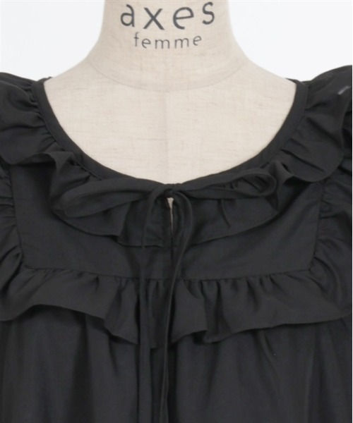 axes femme（アクシーズファム）の「コットン風フリルＡラインワンピース（ワンピース・レディース・イエロー/ブラック/キナリ・FREE）」の7枚目の写真