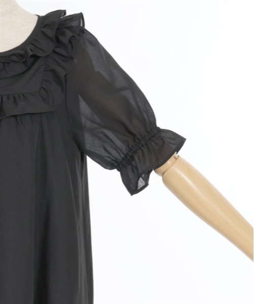 axes femme（アクシーズファム）の「コットン風フリルＡラインワンピース（ワンピース・レディース・イエロー/ブラック/キナリ・FREE）」の5枚目の写真