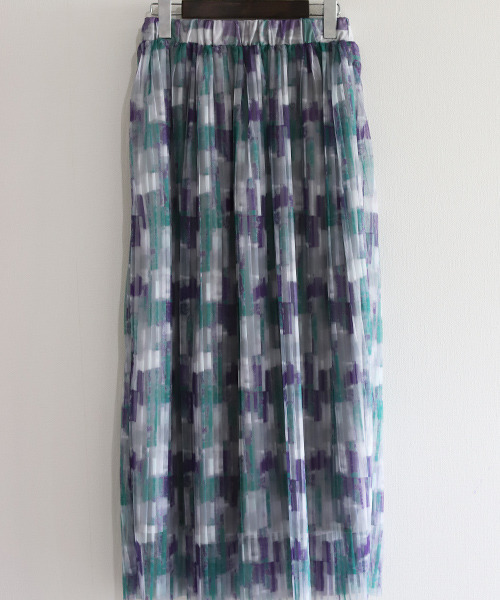REAL CUBE（リアルキューブ）の「チュールプリーツぼかしプリント2wayスカート（スカート・レディース・イエロー系その他/パープル系その他・M）」の9枚目の写真