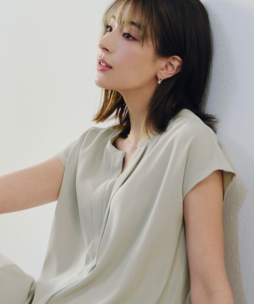 Tiaclasse(ティアクラッセ)の「フレンチスリーブキーネックシャツチュニックブラウス(シャツ/ブラウス・レディース・アイボリー/ブルー/ミント/ブラック・XXL/XL)」の7枚目の写真