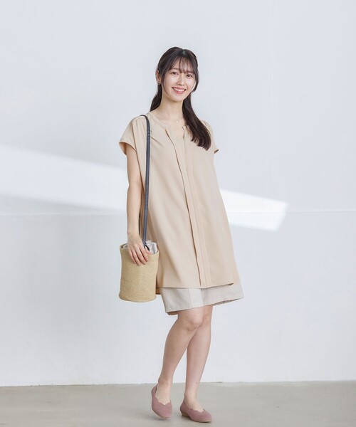 Tiaclasse(ティアクラッセ)の「フレンチスリーブキーネックシャツチュニックブラウス(シャツ/ブラウス・レディース・アイボリー/ブルー/ミント/ブラック・XXL/XL)」の12枚目の写真