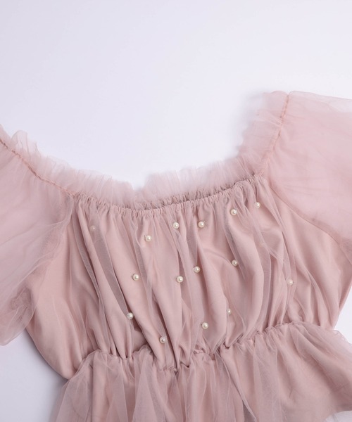 AMELY(エミリー)の「チュールパールボリューム袖ブラウス(シャツ/ブラウス・レディース・ピンク/ブラック/ホワイト・フリー)」の20枚目の写真