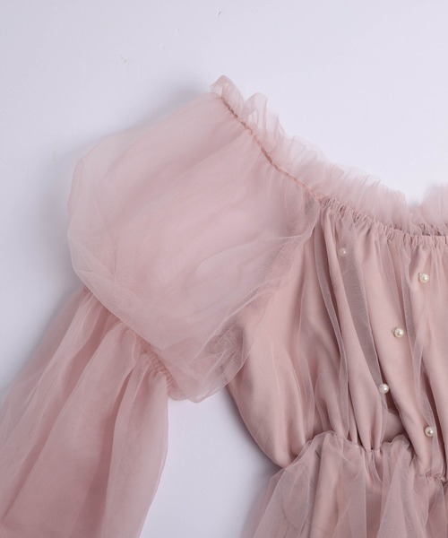 AMELY(エミリー)の「チュールパールボリューム袖ブラウス(シャツ/ブラウス・レディース・ピンク/ブラック/ホワイト・フリー)」の17枚目の写真
