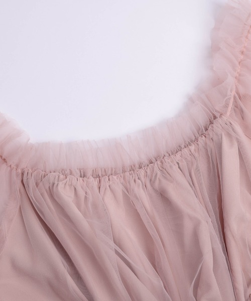 AMELY(エミリー)の「チュールパールボリューム袖ブラウス(シャツ/ブラウス・レディース・ピンク/ブラック/ホワイト・フリー)」の4枚目の写真