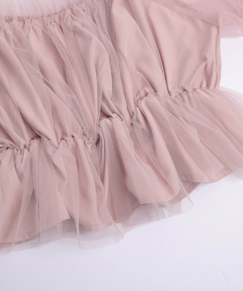 AMELY(エミリー)の「チュールパールボリューム袖ブラウス(シャツ/ブラウス・レディース・ピンク/ブラック/ホワイト・フリー)」の5枚目の写真