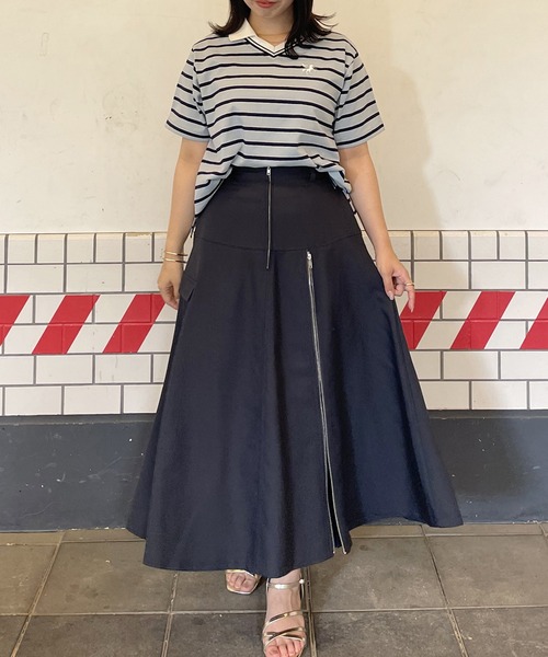 179/WG（イチナナキュウダブルジー）の「ラインデザイン ラガーＴシャツ／マルチボーダー（Tシャツ/カットソー・レディース・サックスブルー/ブラック/オフホワイト・FREE）」の14枚目の写真