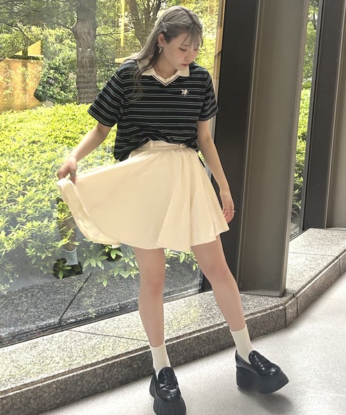 179/WG（イチナナキュウダブルジー）の「ラインデザイン ラガーＴシャツ／マルチボーダー（Tシャツ/カットソー・レディース・サックスブルー/ブラック/オフホワイト・FREE）」の15枚目の写真