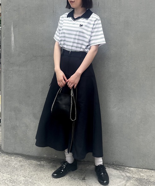 179/WG（イチナナキュウダブルジー）の「ラインデザイン ラガーＴシャツ／マルチボーダー（Tシャツ/カットソー・レディース・サックスブルー/ブラック/オフホワイト・FREE）」の16枚目の写真