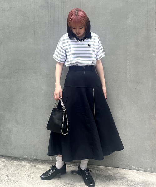 179/WG（イチナナキュウダブルジー）の「ラインデザイン ラガーＴシャツ／マルチボーダー（Tシャツ/カットソー・レディース・サックスブルー/ブラック/オフホワイト・FREE）」の20枚目の写真