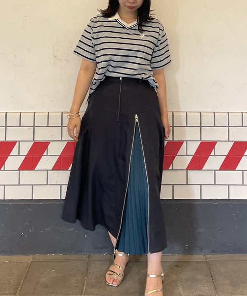 179/WG（イチナナキュウダブルジー）の「ラインデザイン ラガーＴシャツ／マルチボーダー（Tシャツ/カットソー・レディース・サックスブルー/ブラック/オフホワイト・FREE）」の21枚目の写真