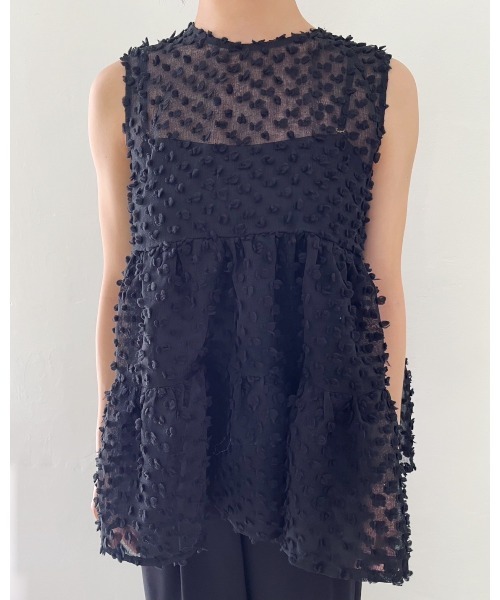 Torrazzo Donna(トラッゾドンナ)の「2wayドットティアードトップス(タンクトップ・レディース・ホワイト/ブラック・FREE)」の20枚目の写真