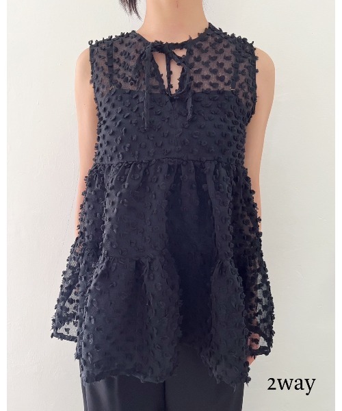 Torrazzo Donna(トラッゾドンナ)の「2wayドットティアードトップス(タンクトップ・レディース・ホワイト/ブラック・FREE)」の17枚目の写真