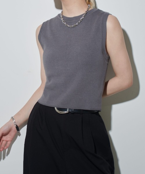 Lui's（ルイス）の「【mi-企画】ニットタンクトップ（Tシャツ/カットソー・レディース・ブラック/ホワイト/グレー・M/S）」の3枚目の写真