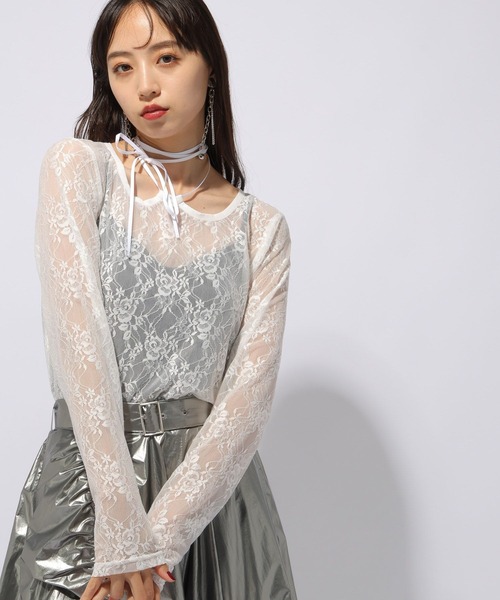 HARE（ハレ）の「レースシアーT(HARE)（Tシャツ/カットソー・レディース・ホワイト/ブラック・FREE）」の12枚目の写真