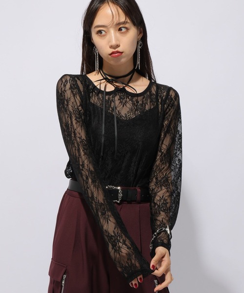 HARE（ハレ）の「レースシアーT(HARE)（Tシャツ/カットソー・レディース・ホワイト/ブラック・FREE）」の13枚目の写真