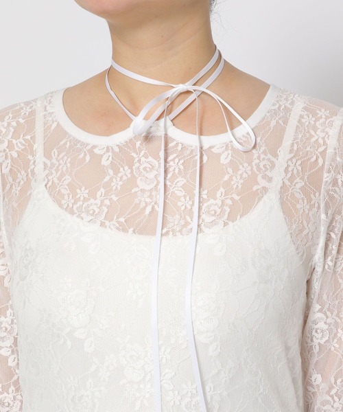 HARE（ハレ）の「レースシアーT(HARE)（Tシャツ/カットソー・レディース・ホワイト/ブラック・FREE）」の6枚目の写真