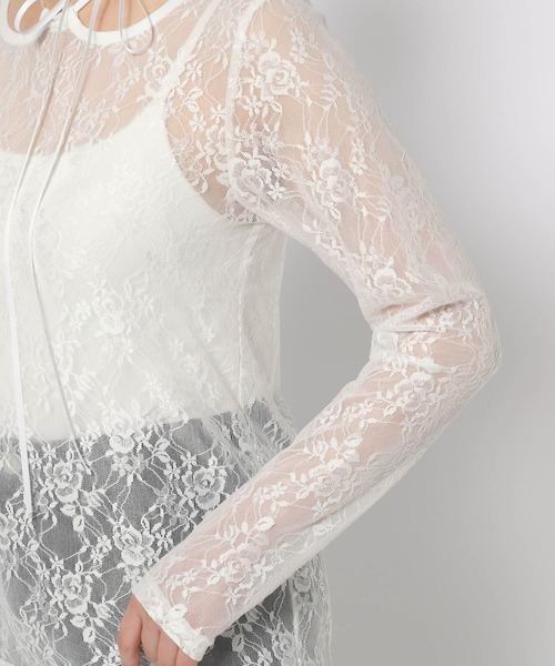 HARE（ハレ）の「レースシアーT(HARE)（Tシャツ/カットソー・レディース・ホワイト/ブラック・FREE）」の7枚目の写真