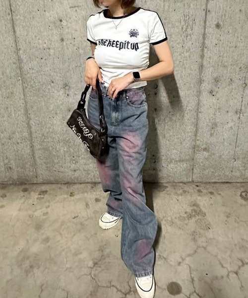.KOM(ドットコム)の「A'GEM/9 × .kom 『.KOM/ドットケーオーエム』 リンガーショートスリーブ(Tシャツ/カットソー・レディース・ネイビー/アイボリー・FREE)」の9枚目の写真