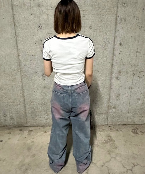.KOM(ドットコム)の「A'GEM/9 × .kom 『.KOM/ドットケーオーエム』 リンガーショートスリーブ(Tシャツ/カットソー・レディース・ネイビー/アイボリー・FREE)」の10枚目の写真