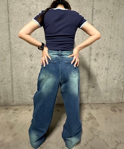 .KOM(ドットコム)の「A'GEM/9 × .kom 『.KOM/ドットケーオーエム』 リンガーショートスリーブ(Tシャツ/カットソー・レディース・ネイビー/アイボリー・FREE)」の17枚目の写真