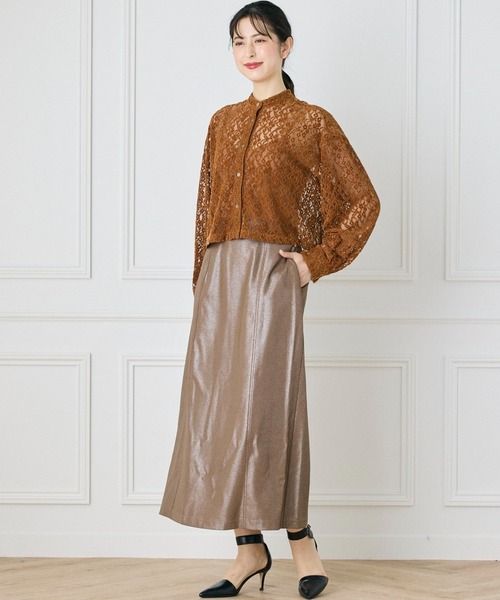 INED CLARO（イネドクラロ）の「ヴィンテージラメナロースカート（スカート・レディース・サンドグレー/ブラウン・フリー）」の14枚目の写真