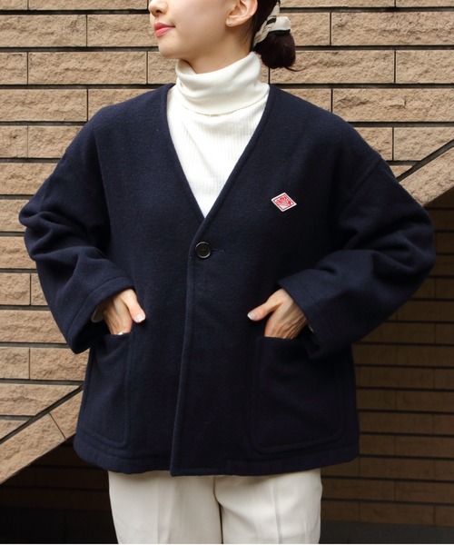 DANTON（ダントン）の「DANTON/ダントン　ウールVネックジャケット　WOOL V NECK JACKET　DT-A0542 SWP（その他アウター・レディース・ネイビー/グレー・38）」の3枚目の写真