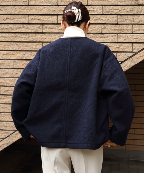 DANTON（ダントン）の「DANTON/ダントン　ウールVネックジャケット　WOOL V NECK JACKET　DT-A0542 SWP（その他アウター・レディース・ネイビー/グレー・38）」の5枚目の写真