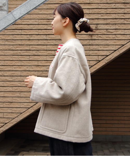 DANTON（ダントン）の「DANTON/ダントン　ウールVネックジャケット　WOOL V NECK JACKET　DT-A0542 SWP（その他アウター・レディース・ネイビー/グレー・38）」の15枚目の写真
